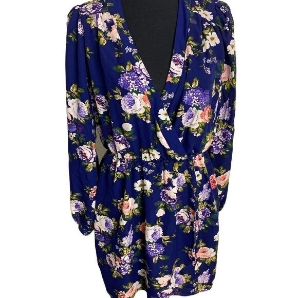 #141 LULUS Blue Floral Mini Dress - Picture 4 of 7